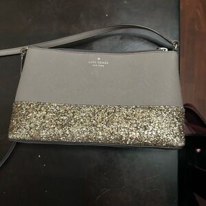 Kate Spade Taupe and Gold Glitter Wristlet